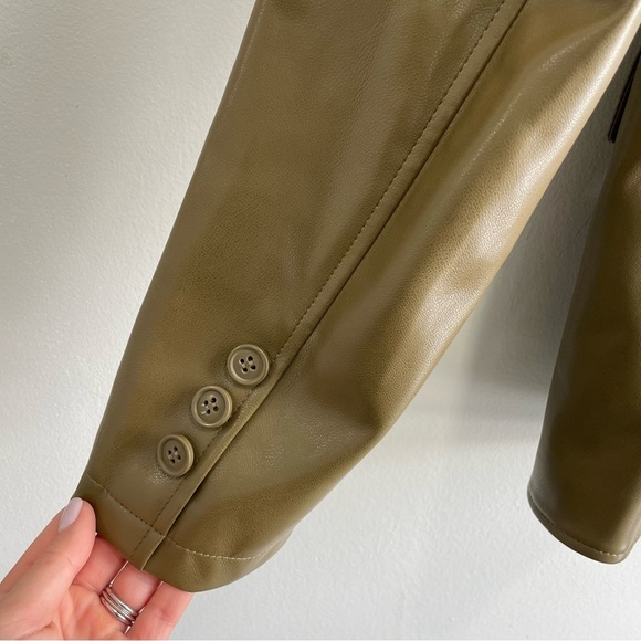 Urban Outfitters Oversized Jules Faux Leather Blazer Olive Small - Picture 11 of 15
